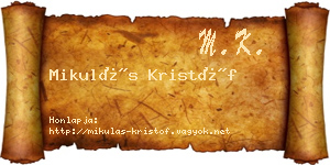 Mikulás Kristóf névjegykártya